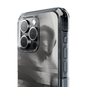 Abstract Glitch Portrait - Phone Case for iPhone (Clear Impact - Magnetic)