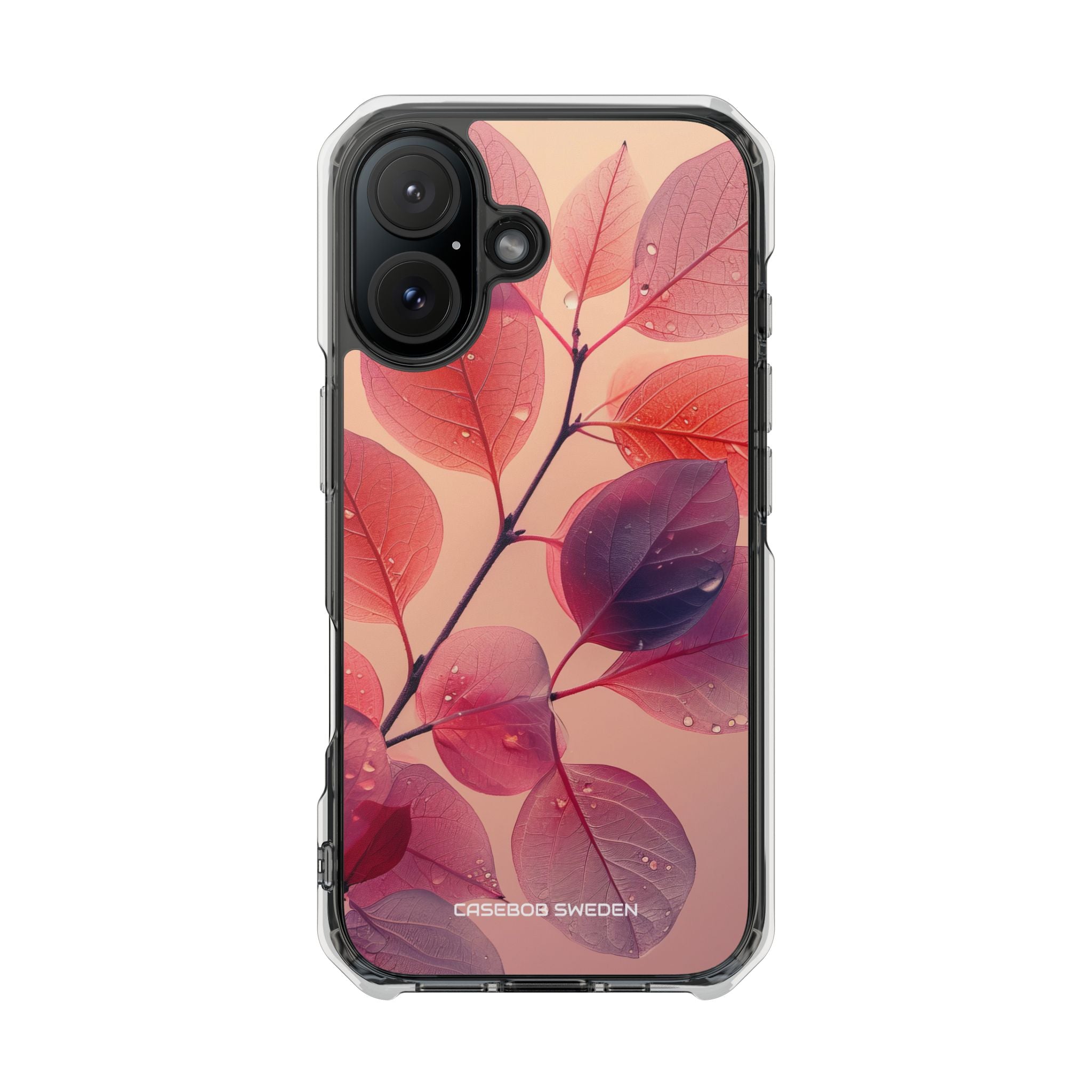 Pink Serenity Leaf Design - Clear Impact iPhone 16 Phone Case