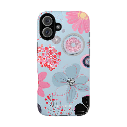 Floral Radiance Blue iPhone 16 Plus Case - Tough