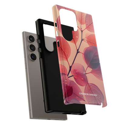 Pink Serenity Leaf Design - Tough Samsung S24 Phone Case