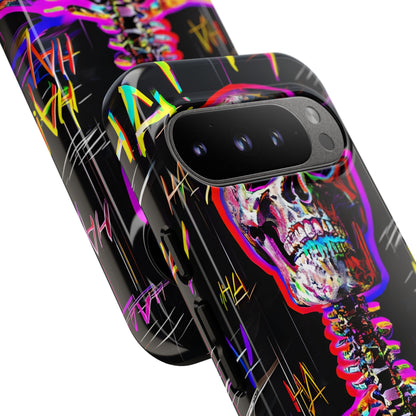 Neon Skeleton Laugh Google Pixel 9 Pro Case - Tough