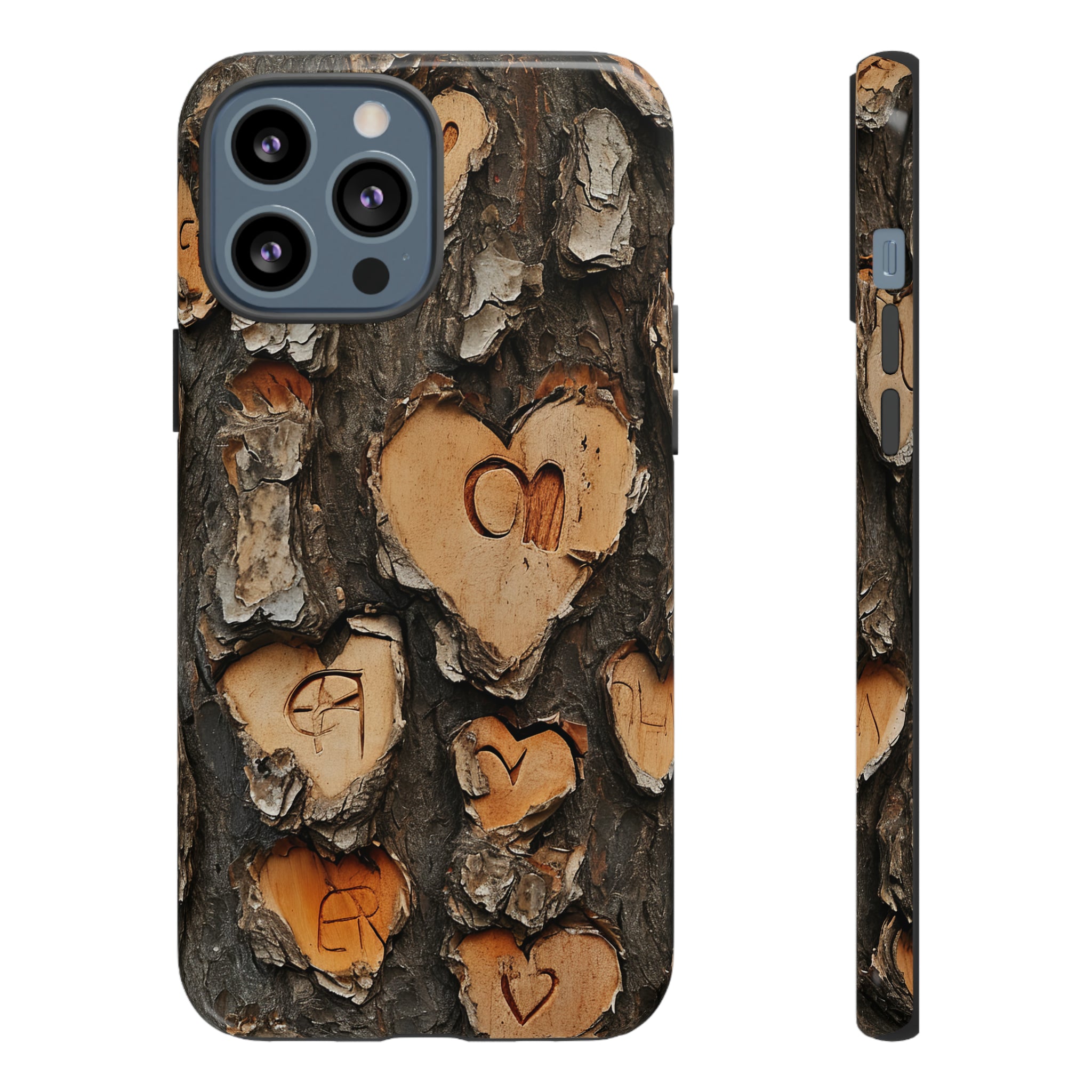 Carved Heart Trees & Initials - Protective Phone Case