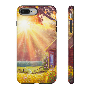 Flower Bushes Wooden House - Protective Phone Case