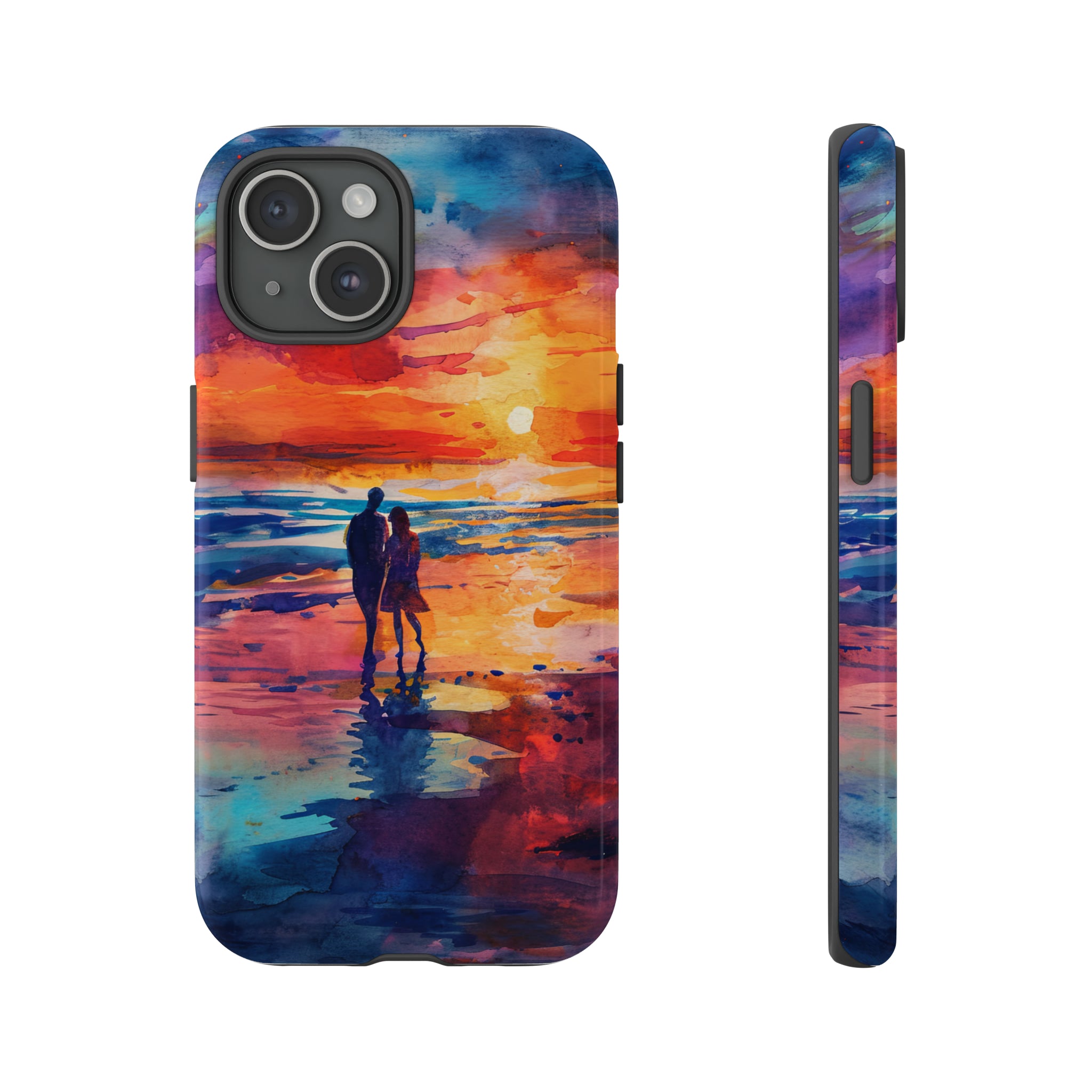 Beach Sunset Love Silhouettes - Protective Phone Case