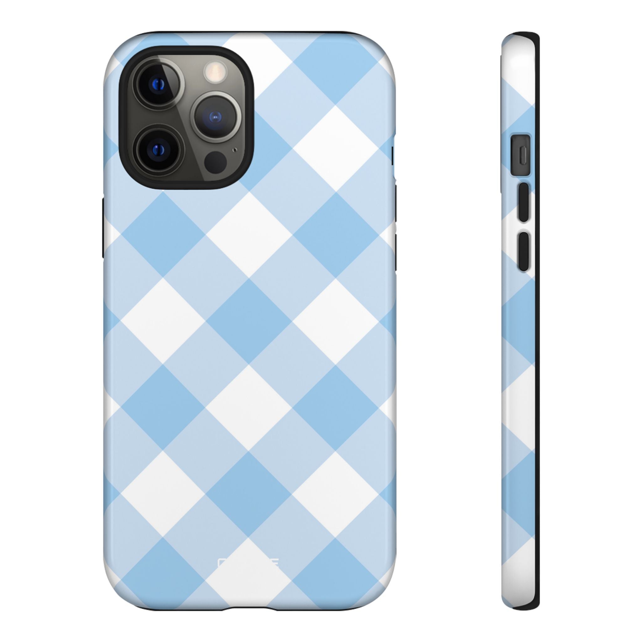 Soft Blue Gingham Elegance - iPhone Case