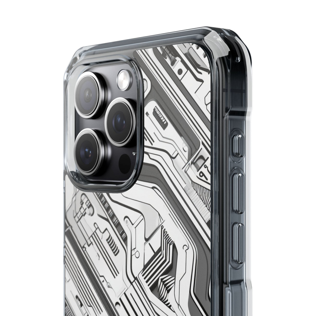 Techno Circuitry - Phone Case for iPhone (Clear Impact - Magnetic)