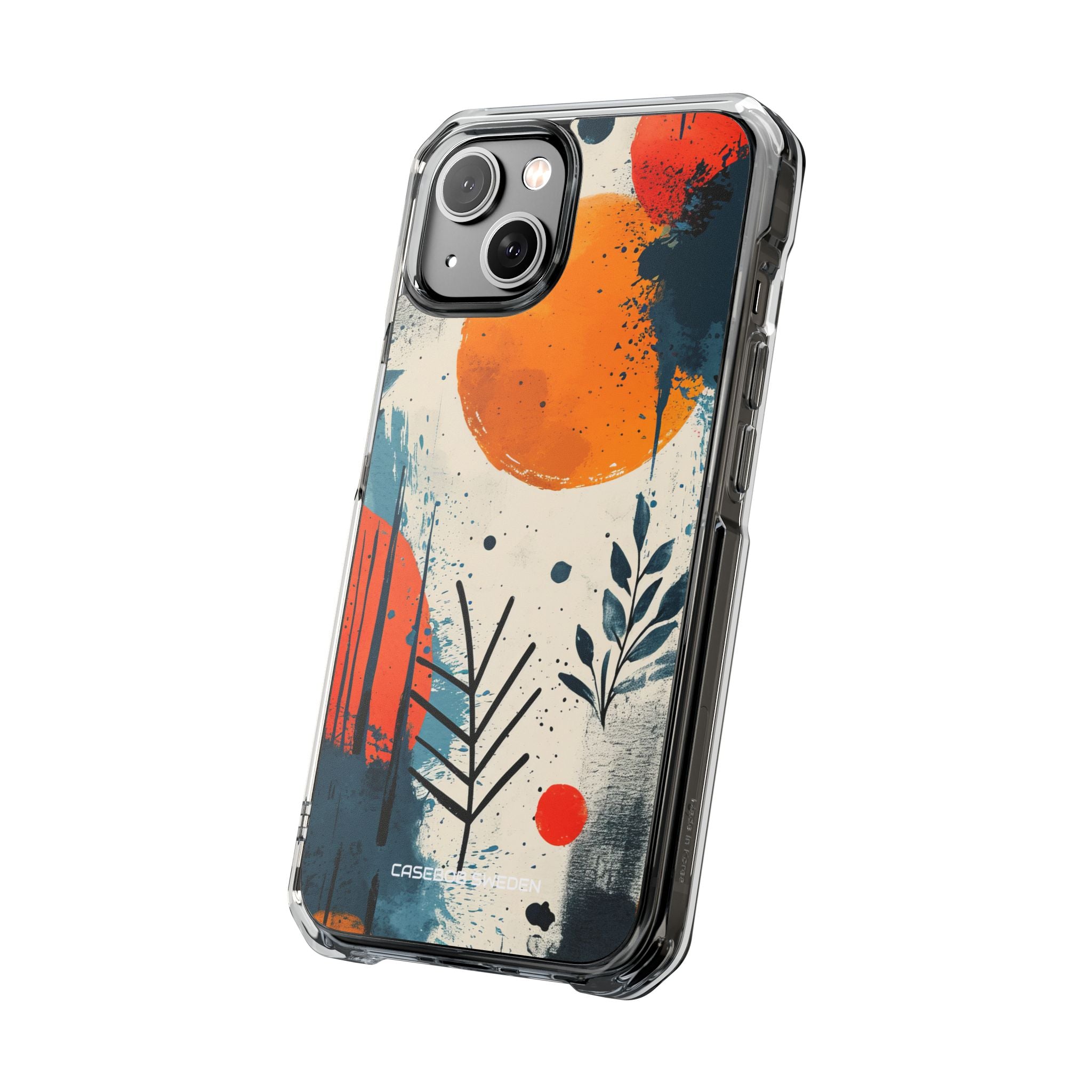 Orange Blue Splash - Clear Impact iPhone 14 Phone Case