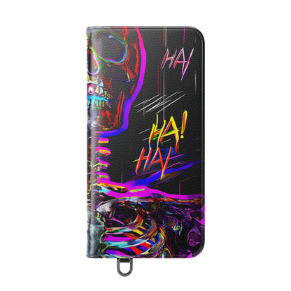 Neon Skeleton Laughter - Samsung S25+ Case - Wallet