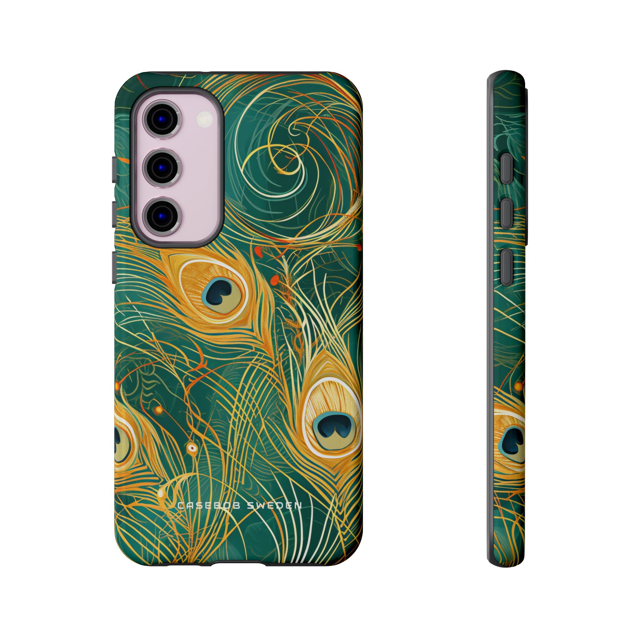 Peacock Elegance in Teal and Gold Samsung S23 - Tough Phone Case