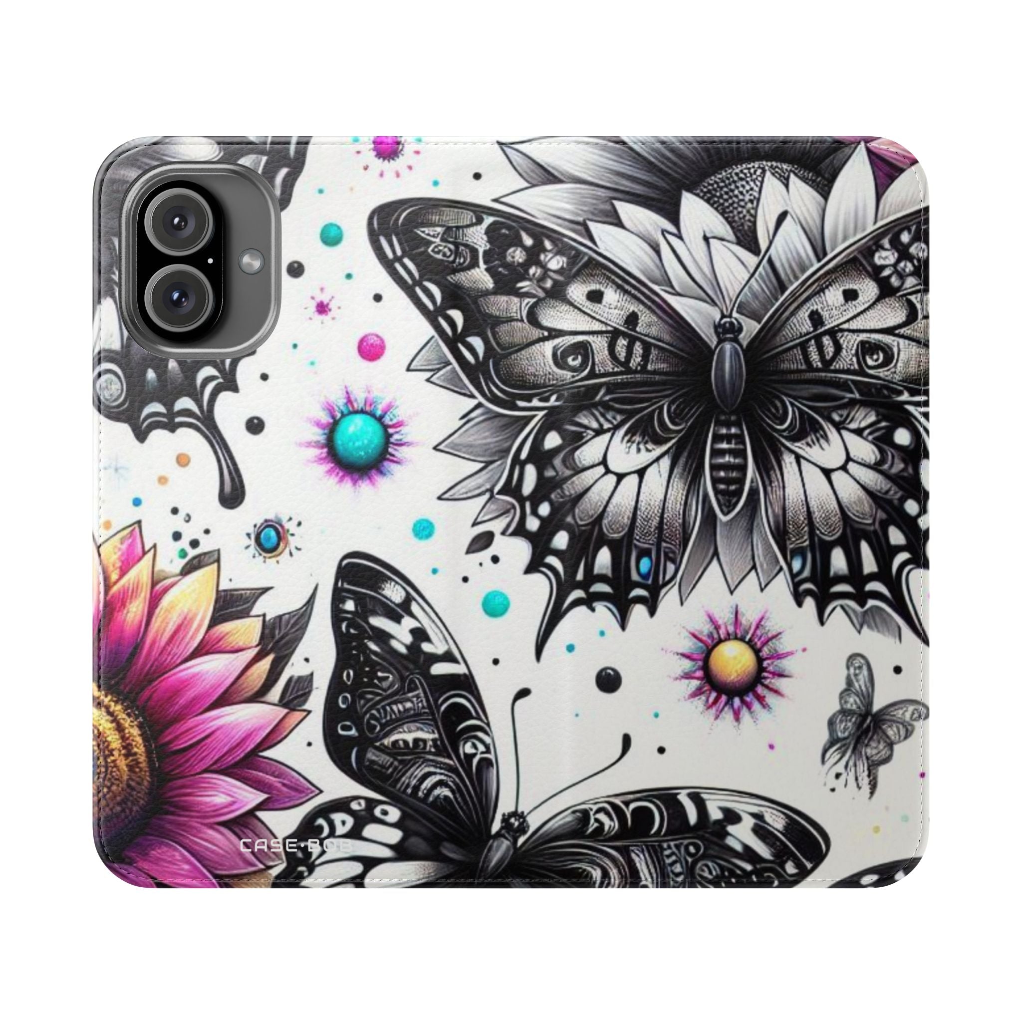 Monochrome Flutter - iPhone 16 Plus Case - Wallet