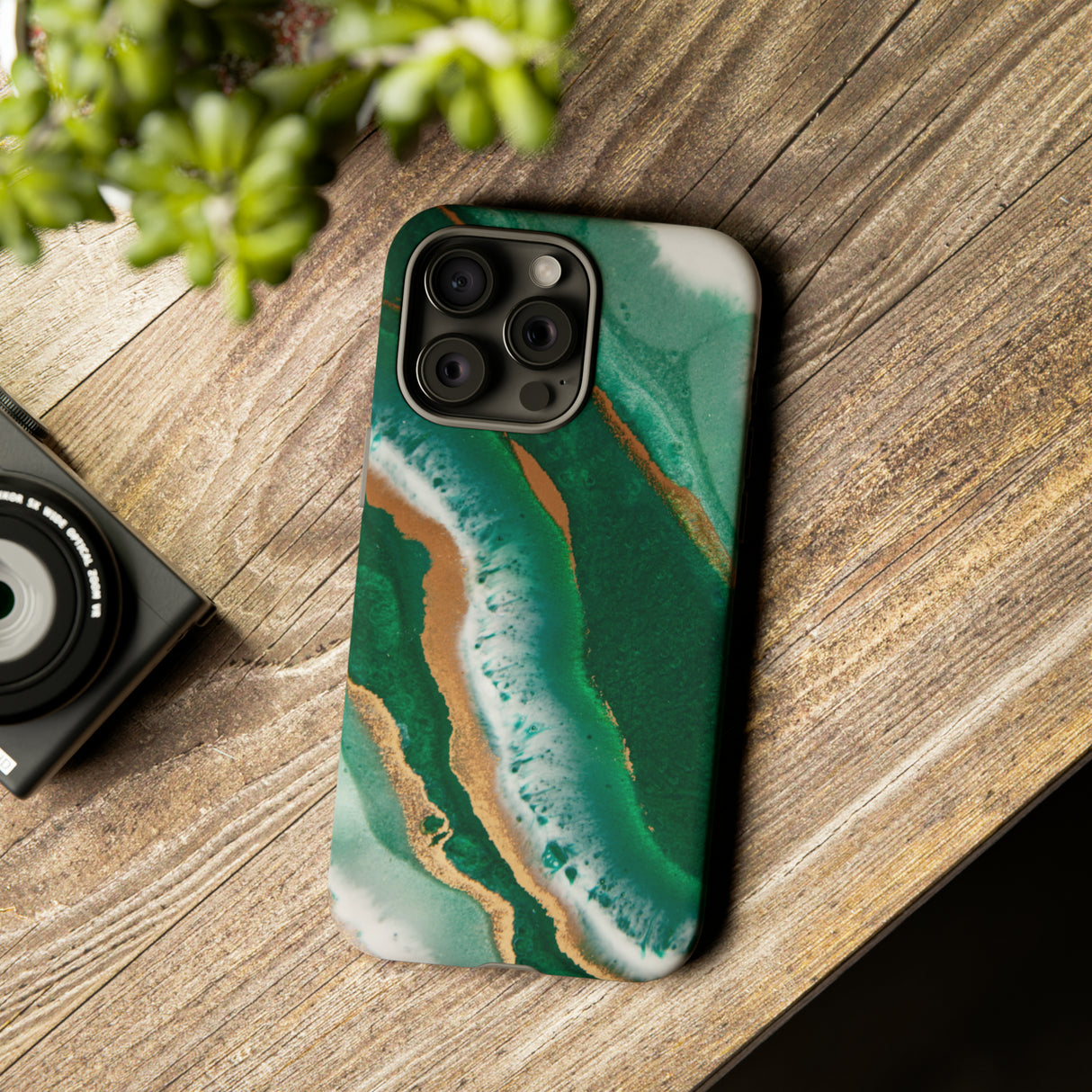 Green & Gold Epoxy - Protective Phone Case