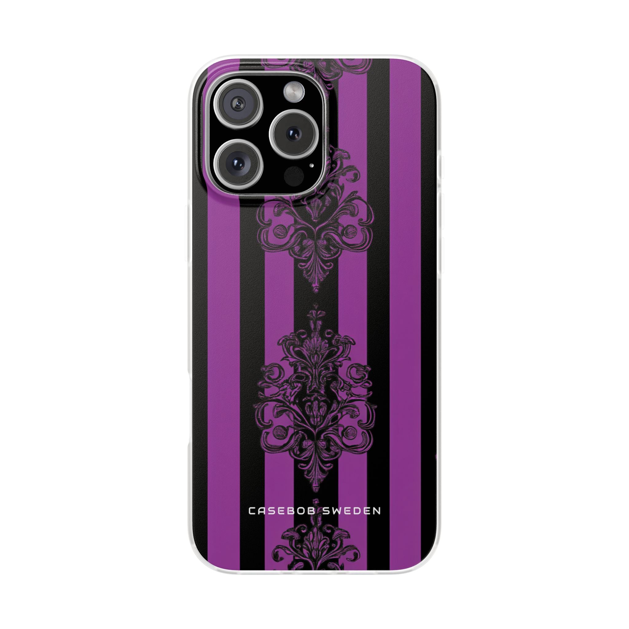 Gothic Elegance with Vertical Stripes and Ornamental Motifs iPhone 16 - Flexi Phone Case