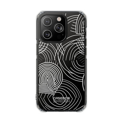 Monochrome Spiral Curves iPhone 14 - Impact Clear+