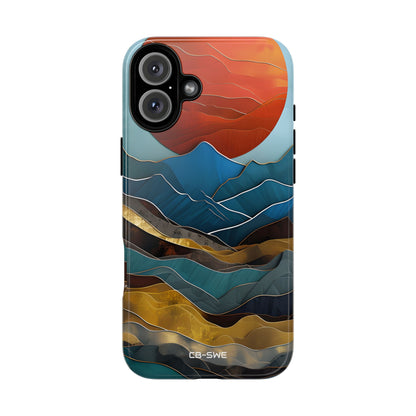 Sunset Geometry Waves - iPhone Case