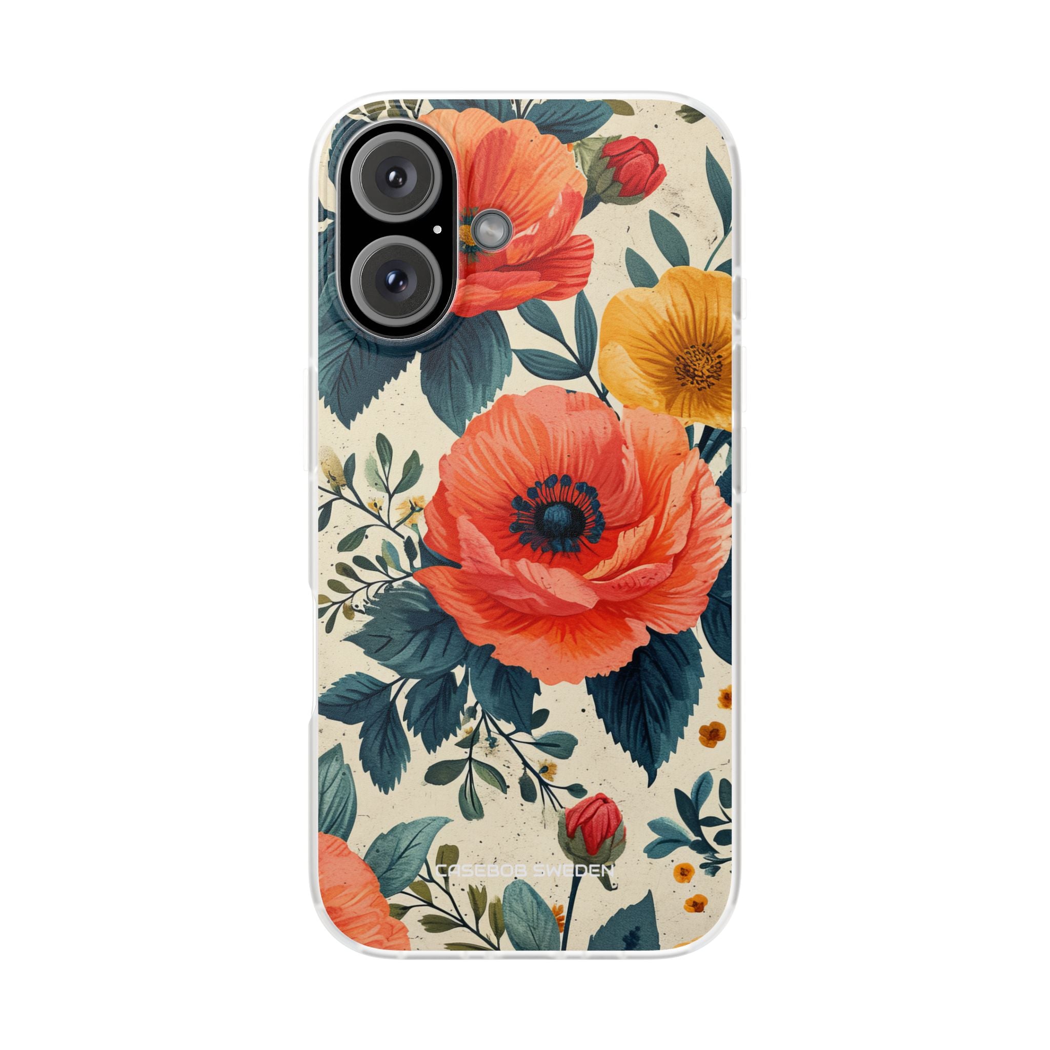 Vibrant Botanical Poppies - Flexi iPhone 16 Phone Case