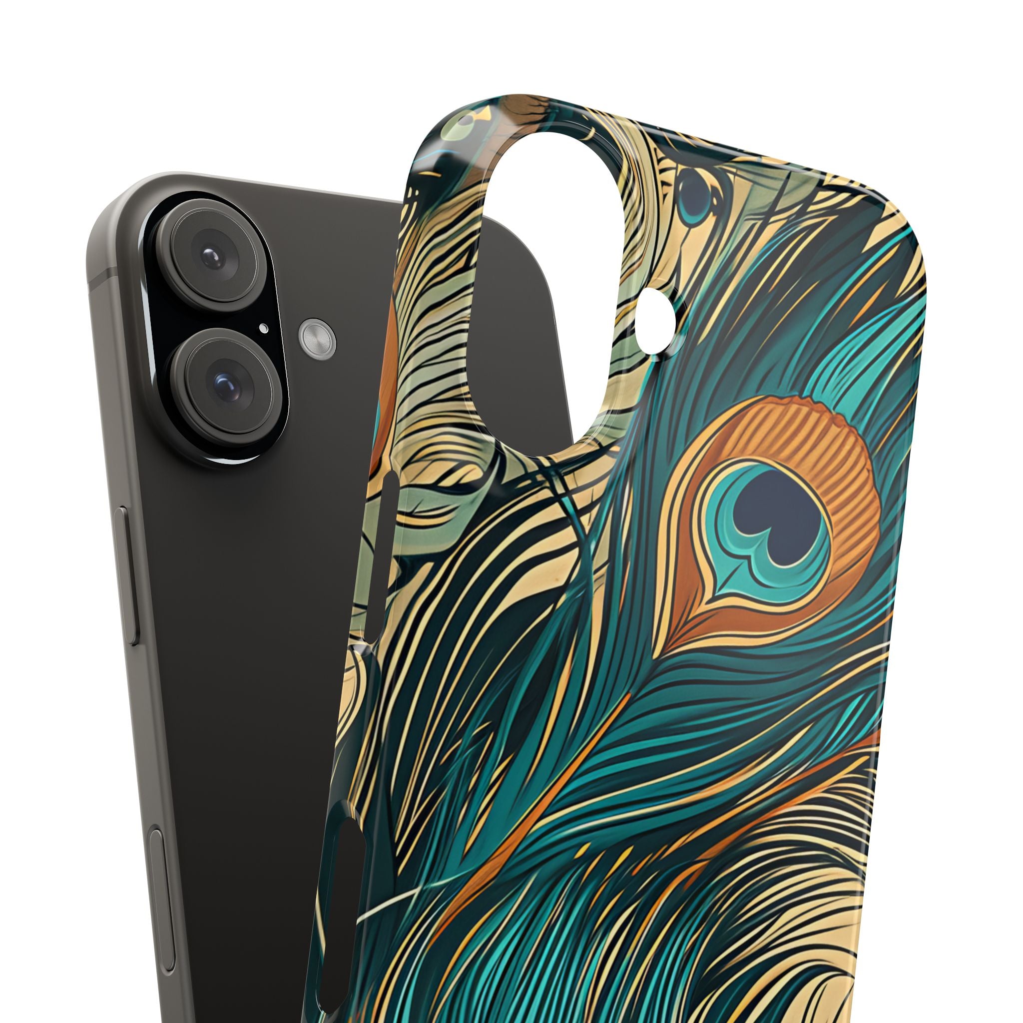 Jugendstil Pfau Eleganz iPhone 16 - Schlanke Handyhülle