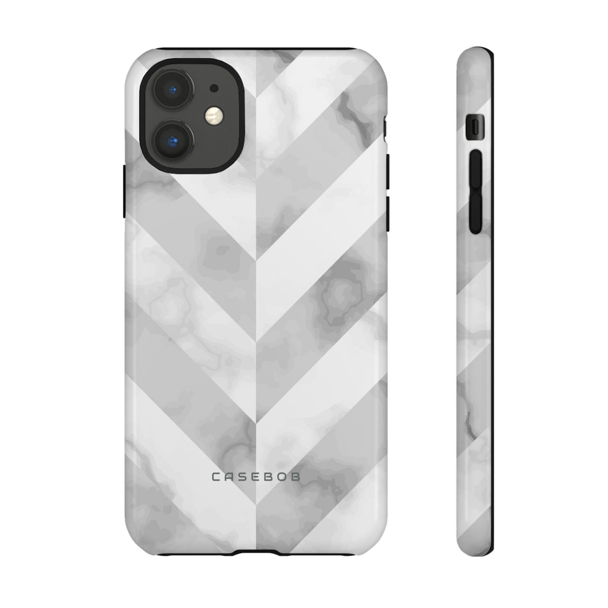 White Herringbone - Protective Phone Case