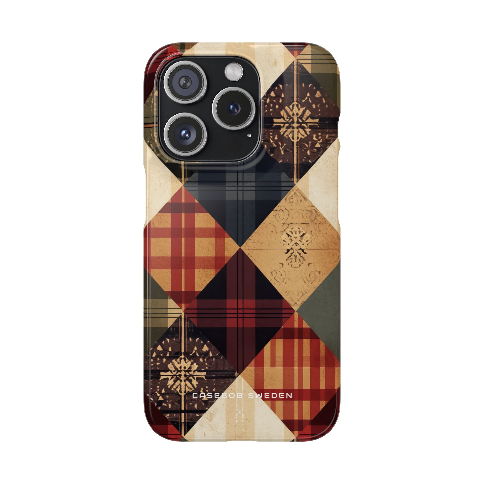 Rustic Geometric Patchwork Harmony iPhone 15 - Slim Phone Case