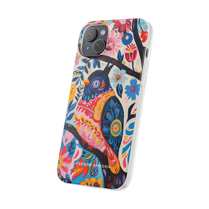 Whimsical Vintage Owl with Floral Charm iPhone 15 - Flexi Phone Case