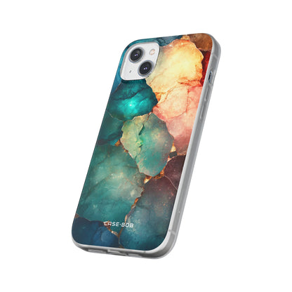 Teal Mosaic Veins iPhone 14 Plus Case - Soft