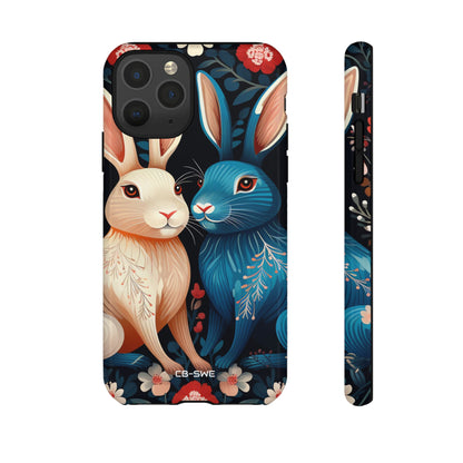 Rabbits Embrace Blossoms - iPhone Case