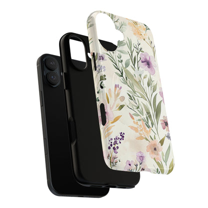 Soft Green Lavender Floral Pattern - Tough + MagSafe® iPhone 16 Phone Case