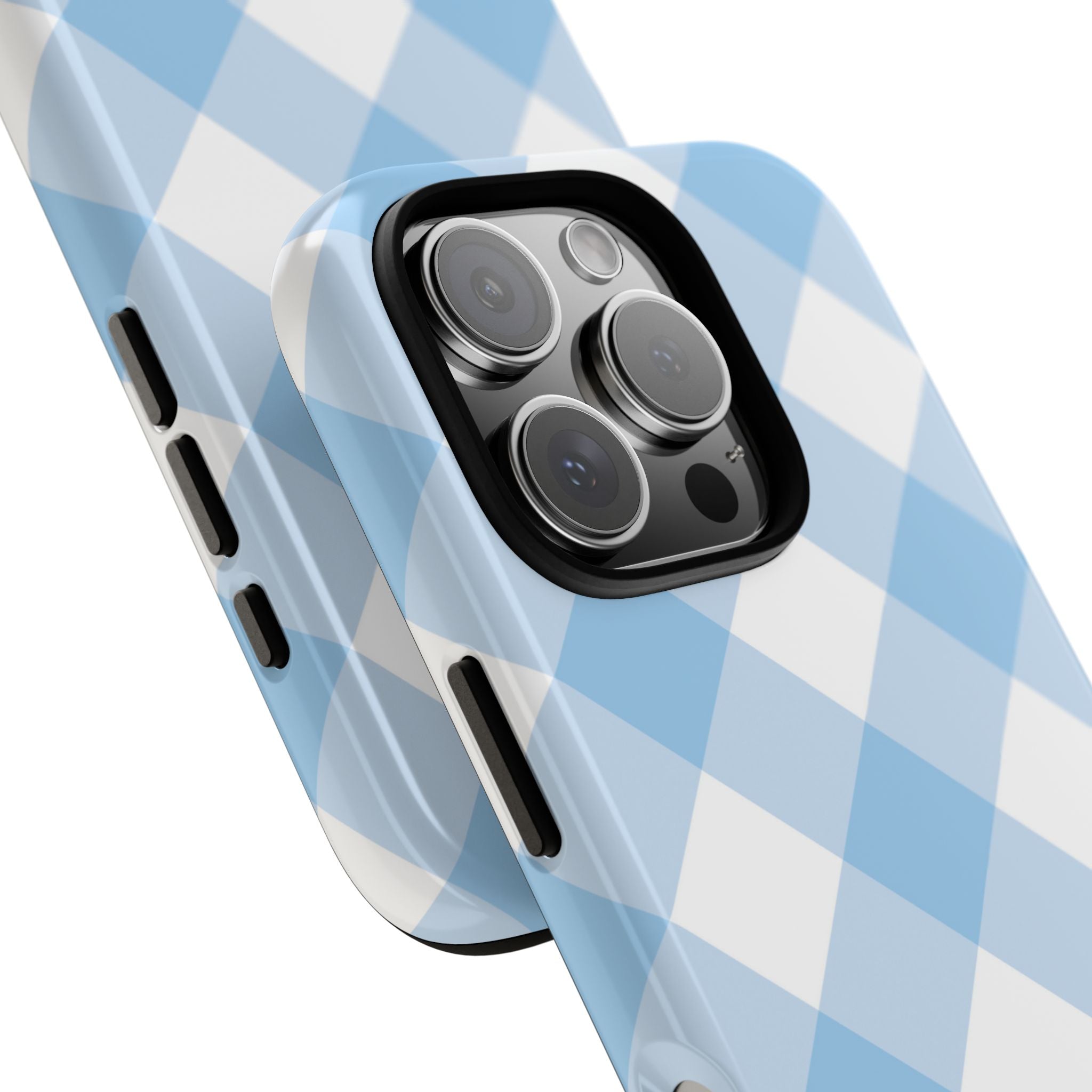 Soft Blue Gingham Elegance - iPhone Case