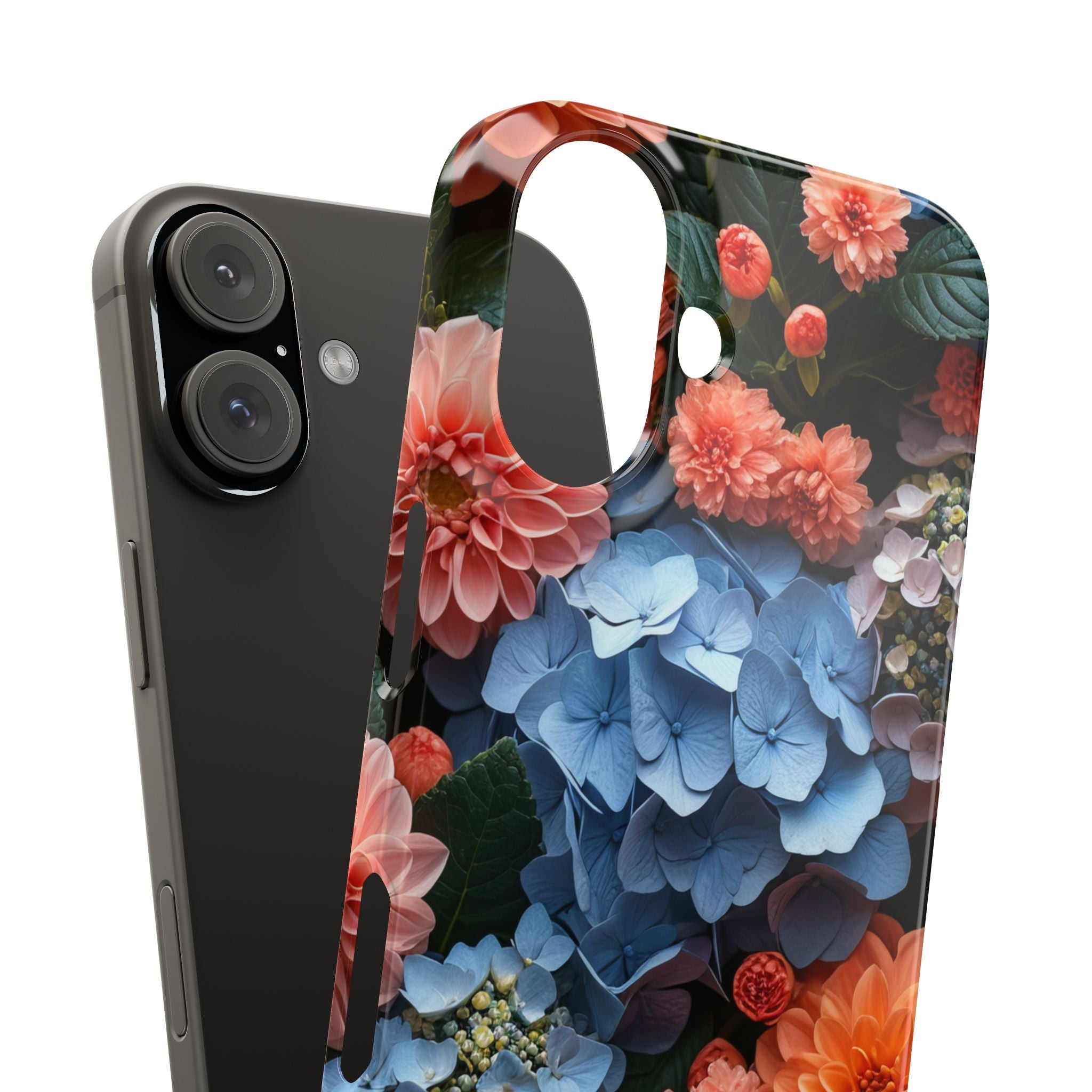 Blue Floral Bliss - Slim iPhone 16 Phone Case