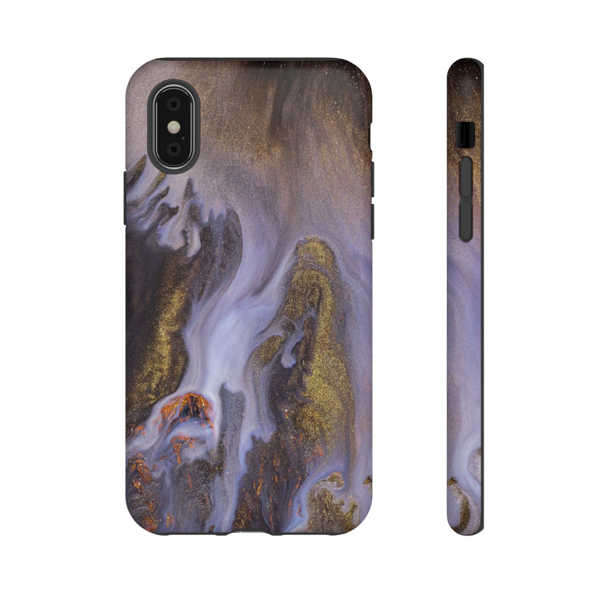 Purple Gold Ink Art iPhone Case (Protective) iPhone XS Matte Phone Case