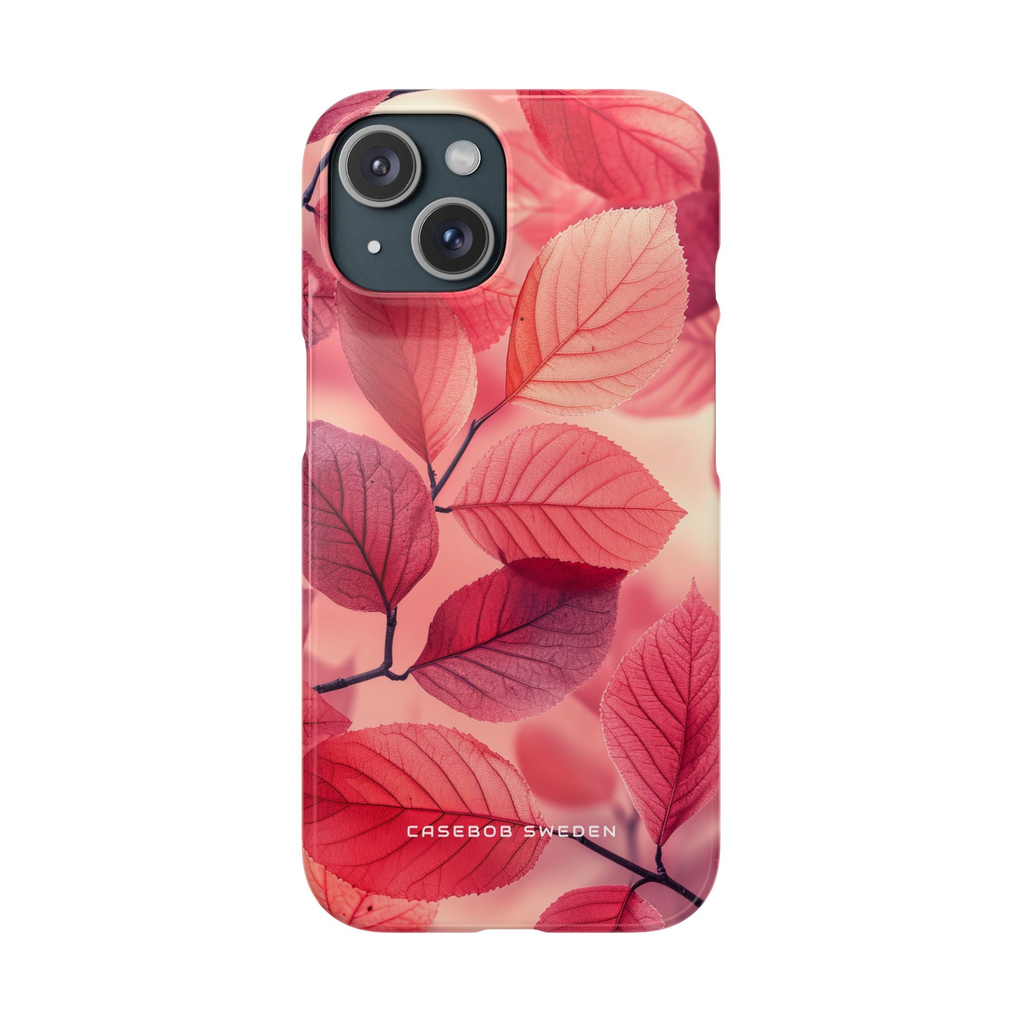 Elegant Pink Leaves iPhone 15 - Slim Phone Case