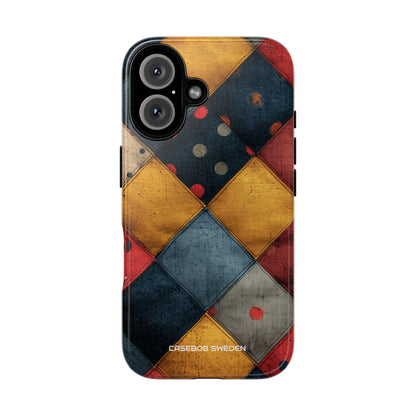 Blue Red Patchwork - Tough iPhone 16 Phone Case