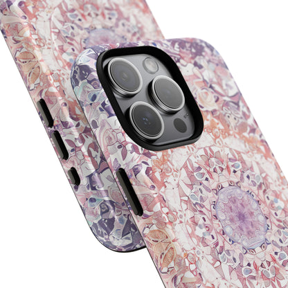 Purple Pink Mandala - Tough + MagSafe® iPhone 15 Phone Case