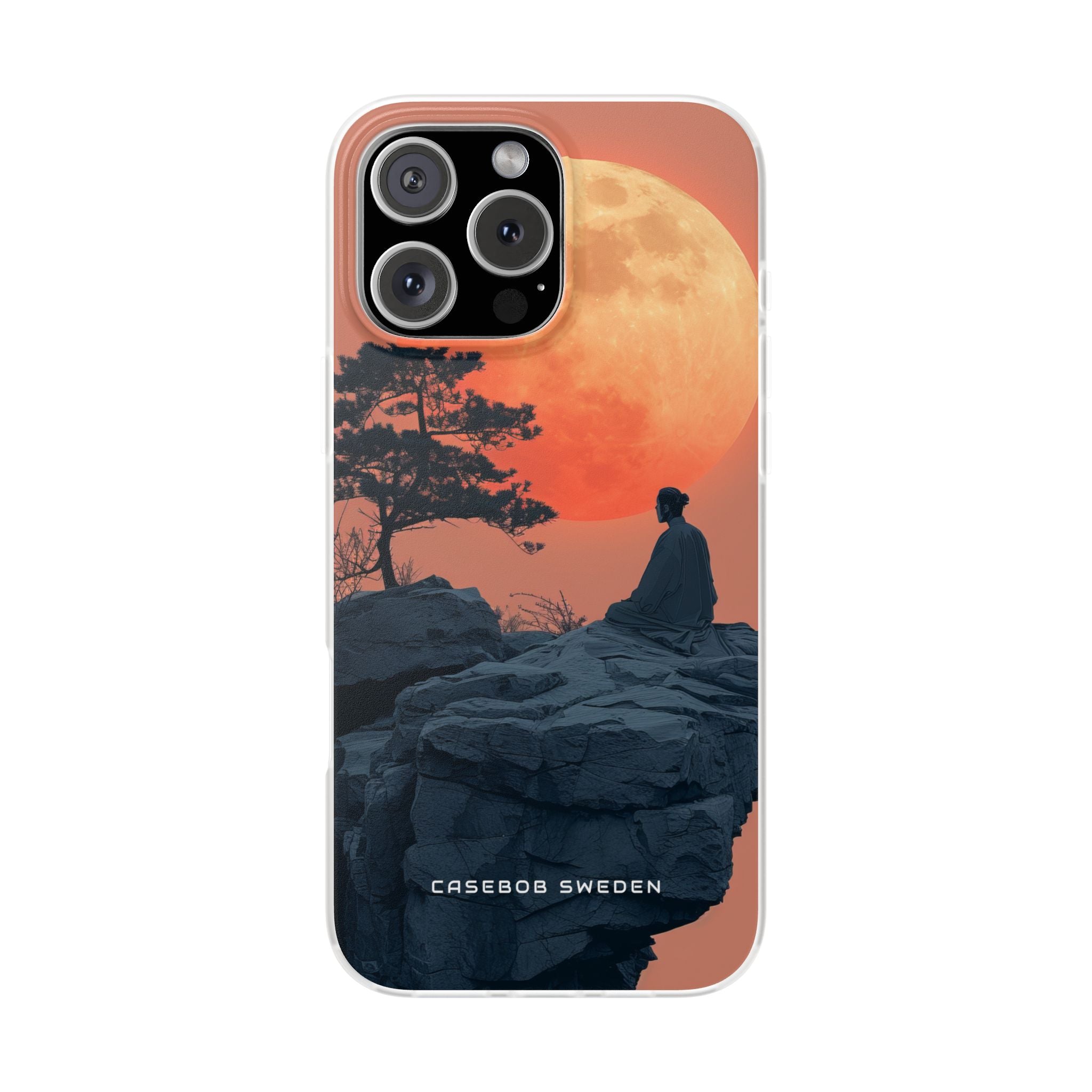 Zen Tranquility Under a Red Moon iPhone 16 - Flexi Phone Case