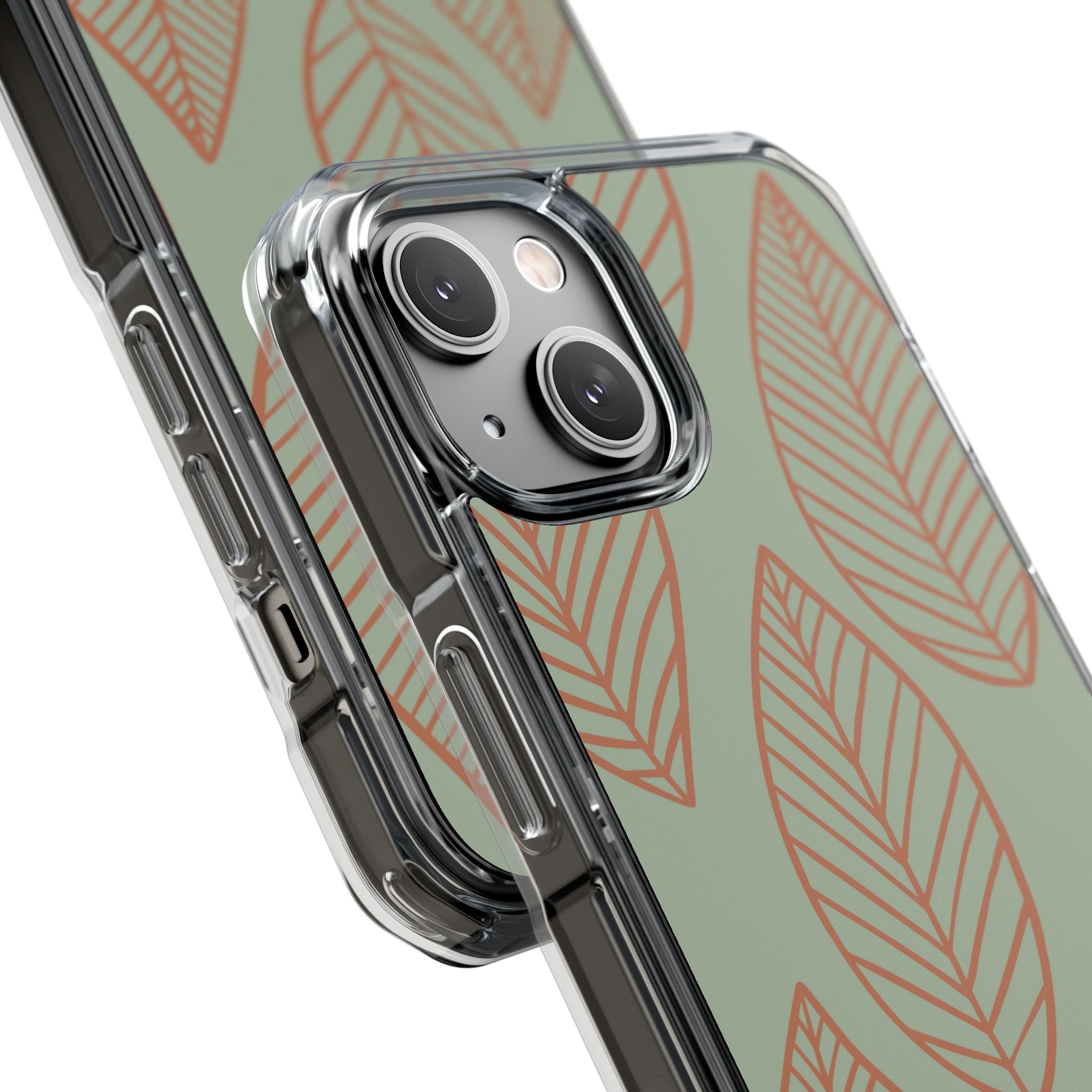 Mint and Orange Leaves iPhone Case - Impact