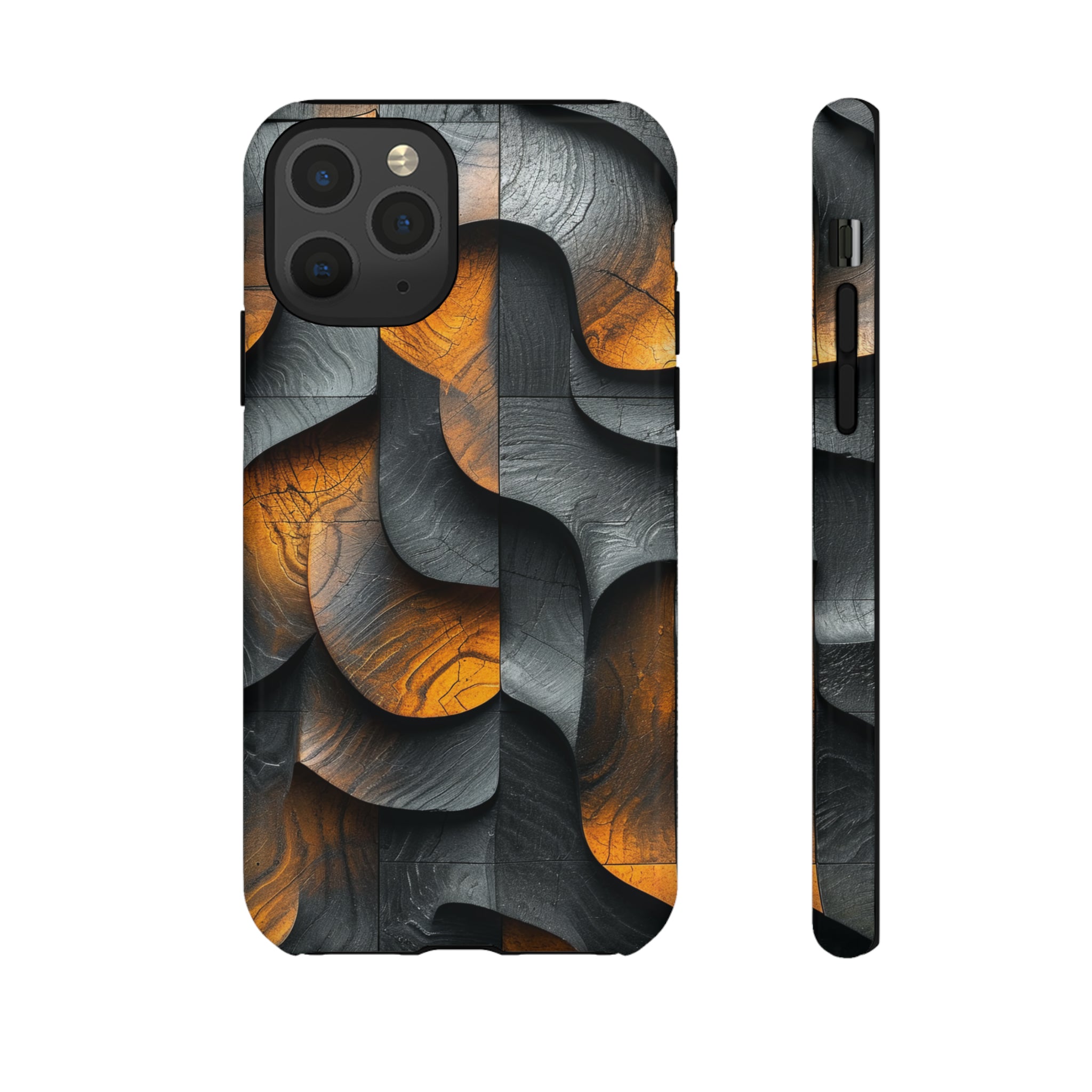 Grey Fire Orange Geometry - Protective Phone Case