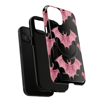 Gothic Pink Bats Aflame iPhone 15 | Tough+ Phone Case