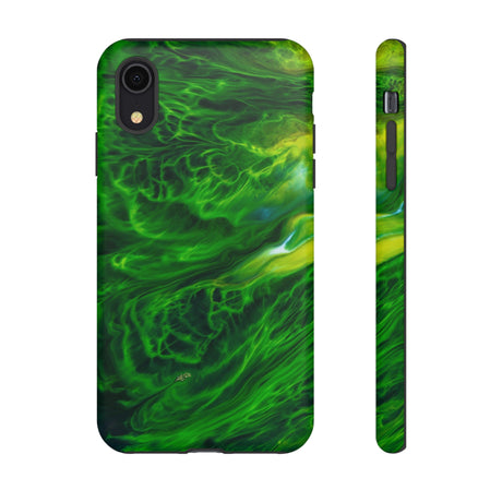 Neon Green Wave Ink Art iPhone Case (Protective) iPhone XR Matte Phone Case