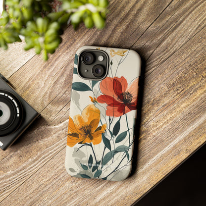 Elegant Floral Harmony iPhone 15 - Tough Phone Case