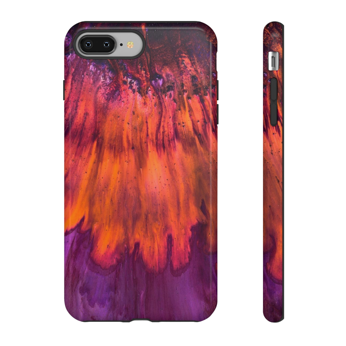 Orange Flow Ink Art iPhone Case (Protective) iPhone 8 Plus Glossy Phone Case