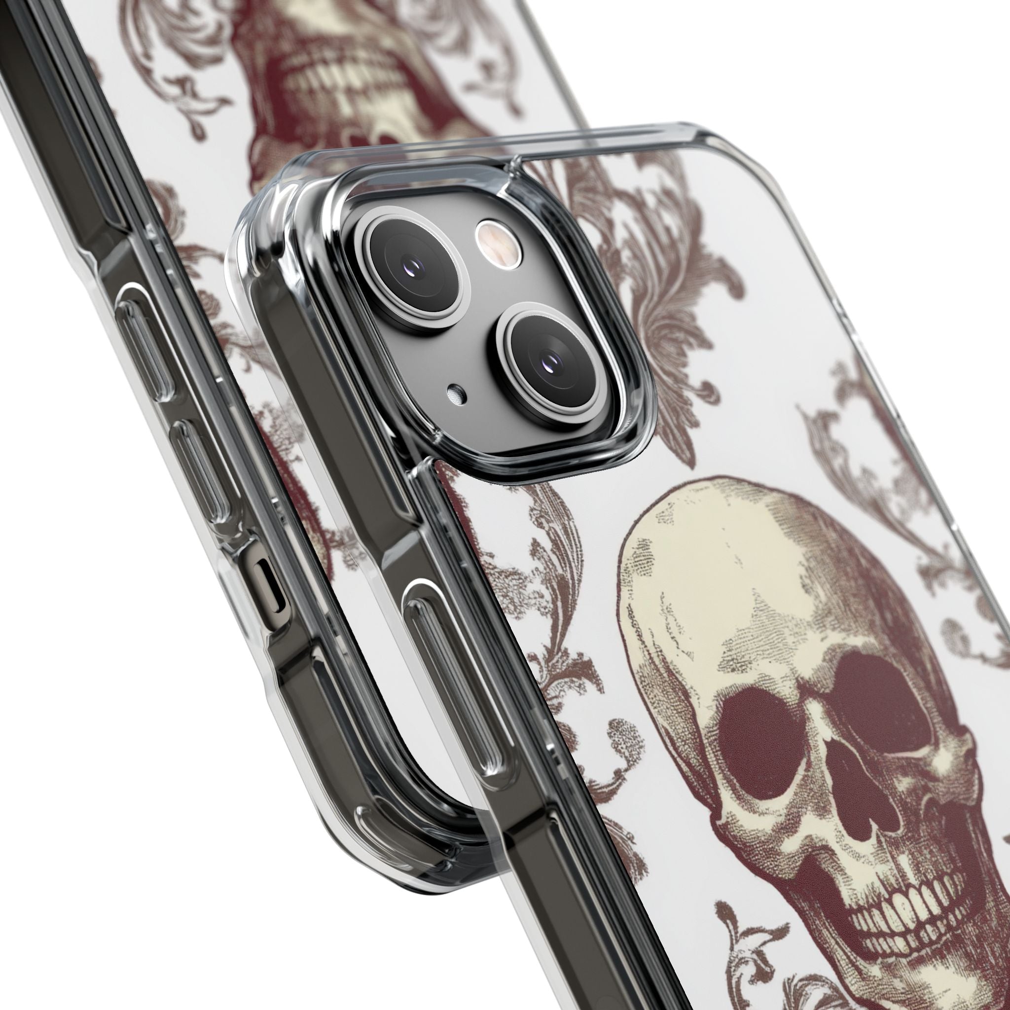 Gothic Skulls and Ornate Foliage iPhone 14 - Clear Impact Phone Case