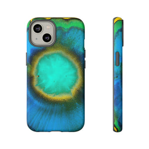 Neon Blue Ink Art iPhone Case (Protective) iPhone 14 Matte Phone Case