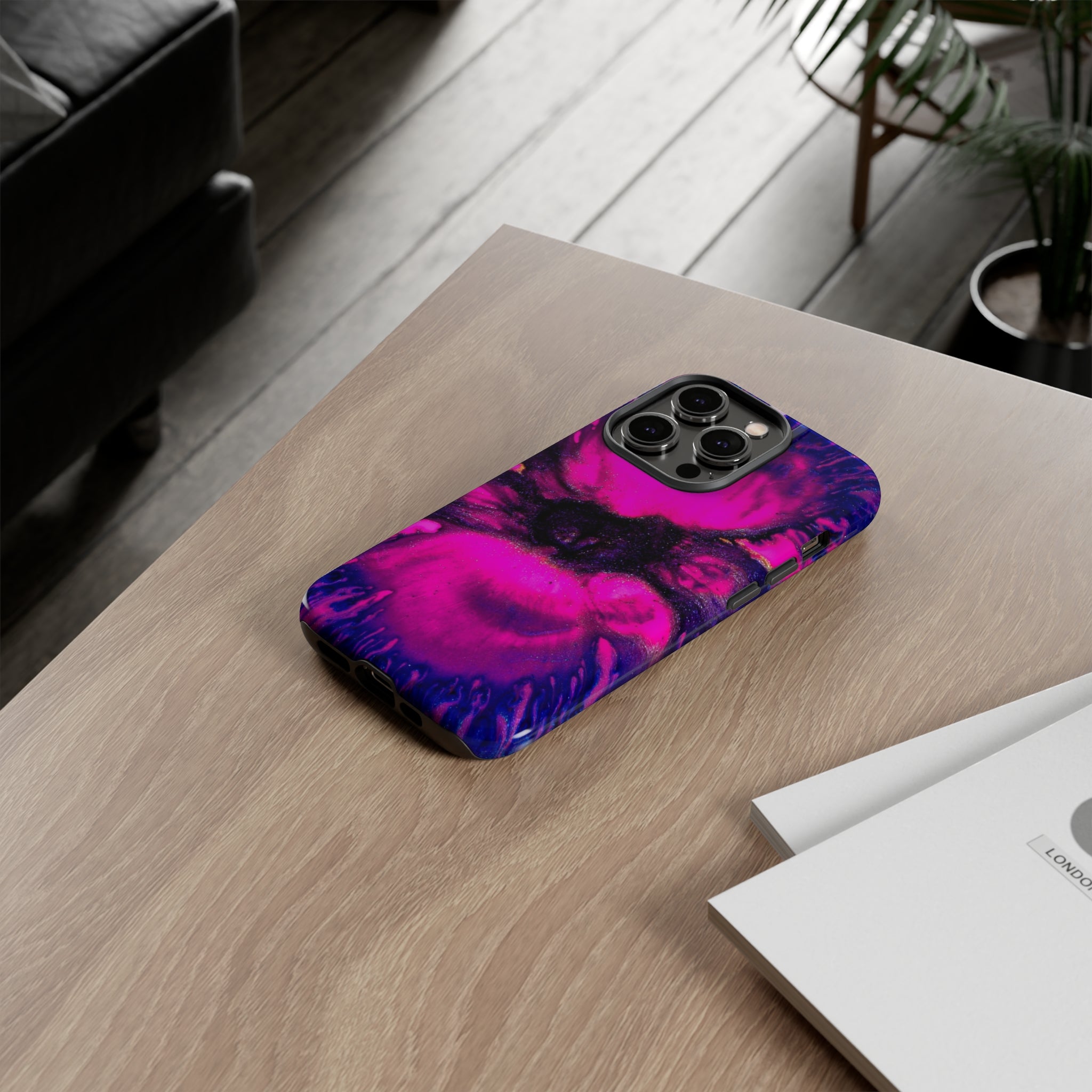 Deep Pink Ink Art iPhone Case (Protective) Phone Case