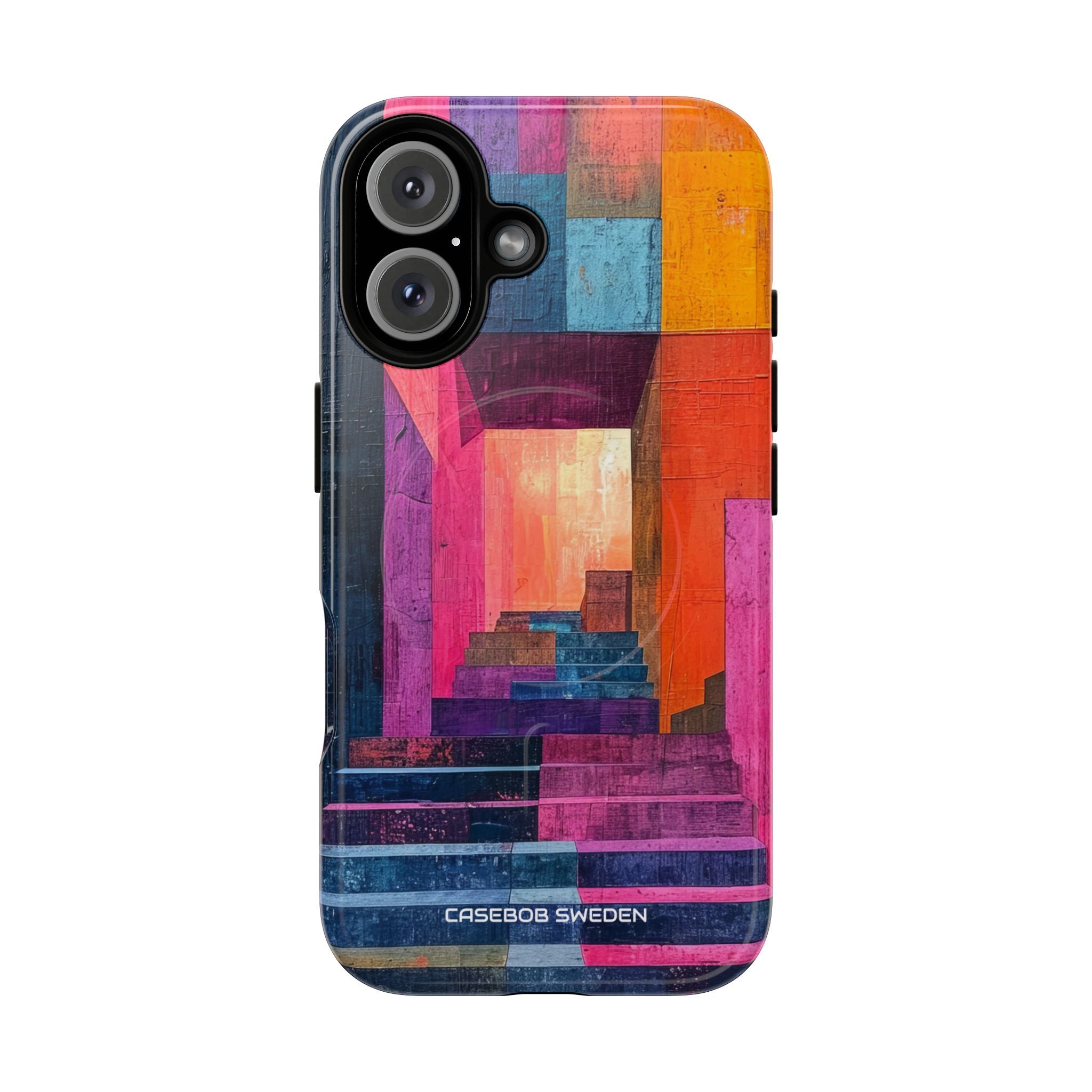 Pink Orange Geometry - Tough + MagSafe® iPhone 16 Phone Case