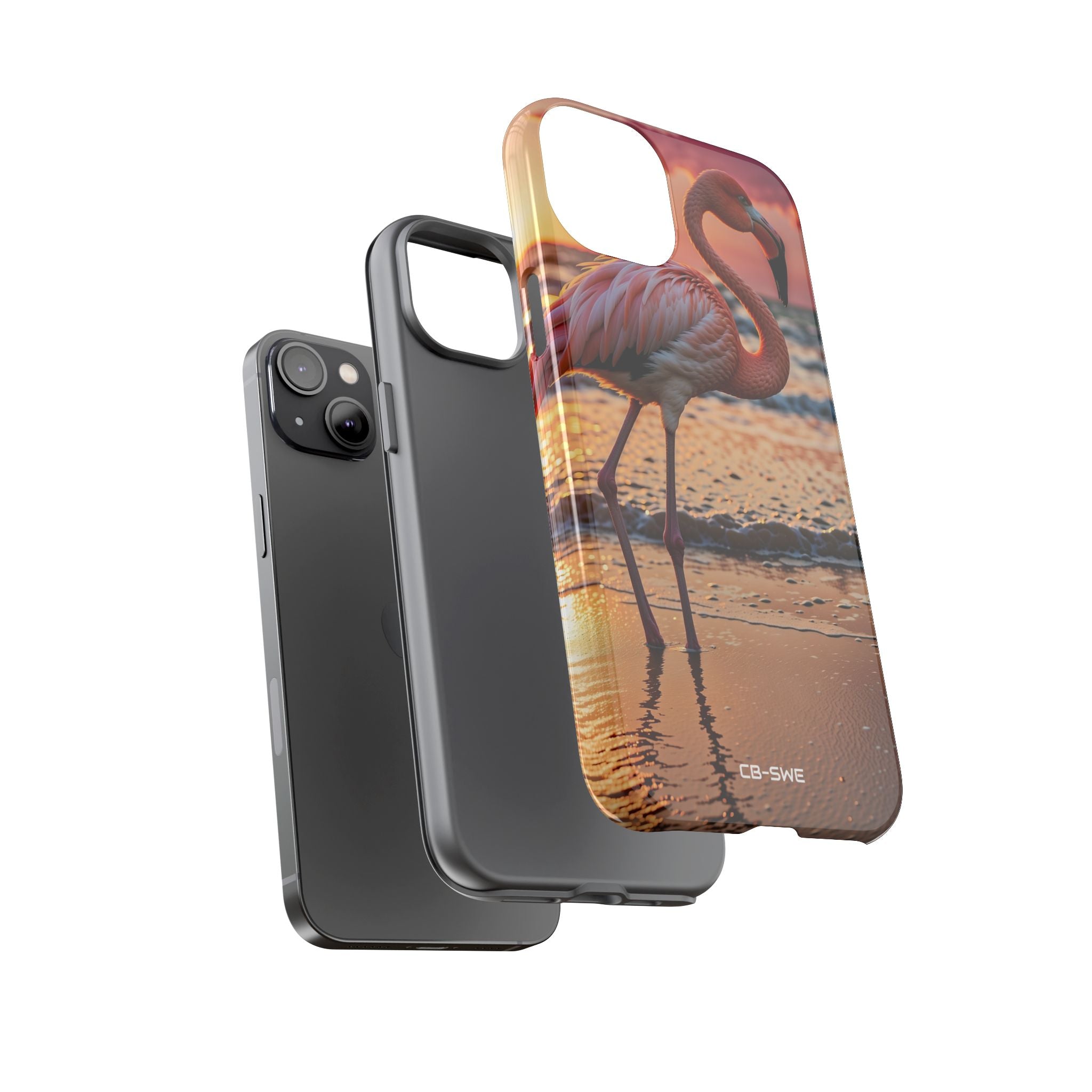 Sunset Flamingo Stand - iPhone Case
