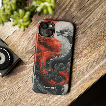 Twin Dragons Crimson iPhone 15 Plus Case - Tough