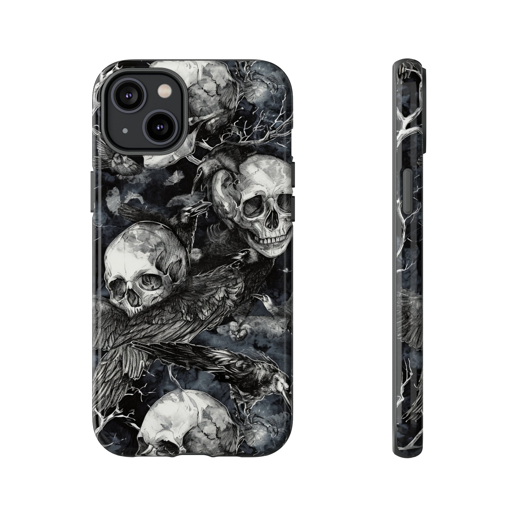 Skulls and Ravens Gothic - Protective Phone Case