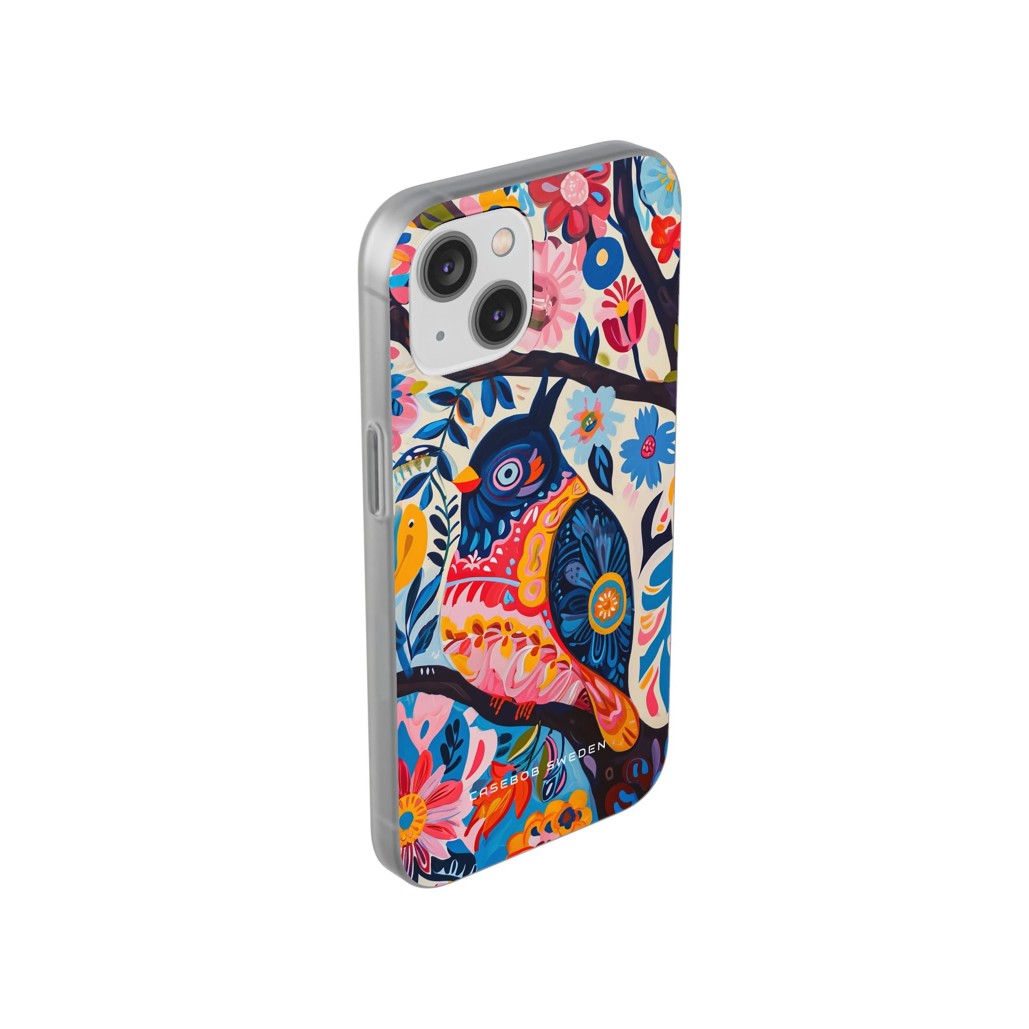 Whimsical Vintage Owl with Floral Charm iPhone 14 - Flexi Phone Case