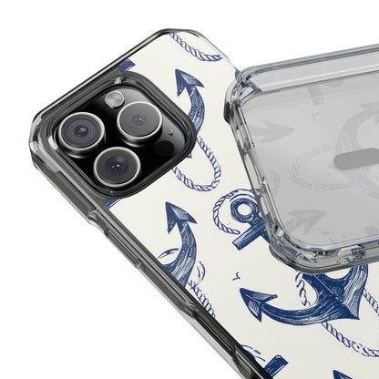Navy Anchor Tapestry iPhone 16 - Impact Clear+