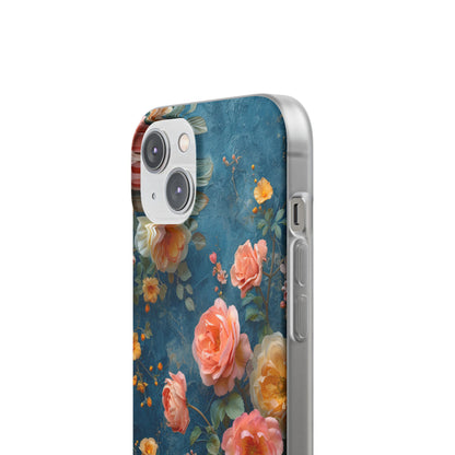 Blue Floral Elegance - Flexi iPhone 14 Phone Case