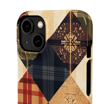 Rustic Geometric Patchwork Harmony iPhone 14 - Slim Phone Case